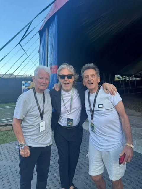 Paul earlier today at Glastonbury 2025 with members of the Searchers Paul and daughter Stella were also seen on side of the stage during Dhani Harrison’s performance….